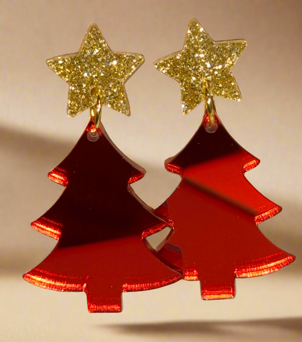 Acrylic Christmas Tree Earring