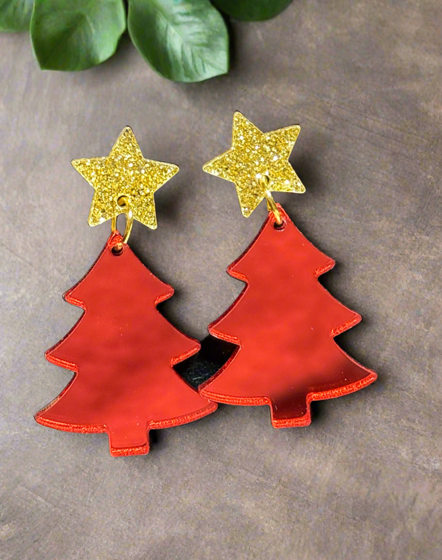 Acrylic Christmas Tree Earring